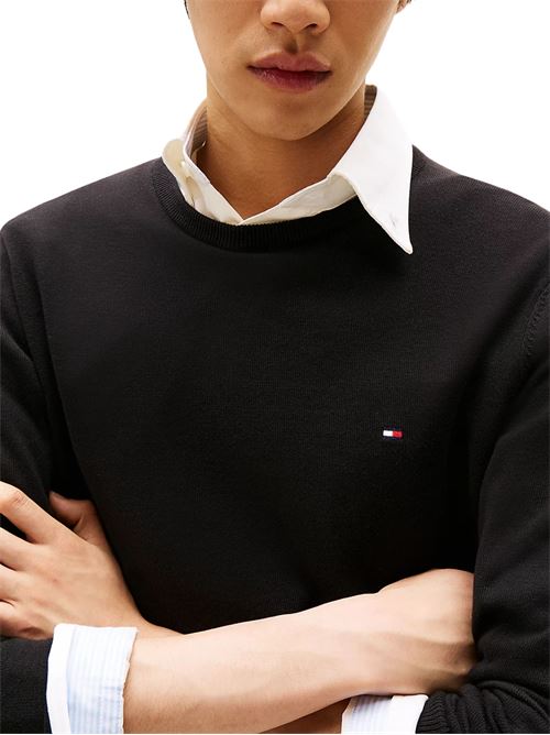 Maglioncino uomo nero in cotone Tommy Hilfiger | MW0MW14748BDS